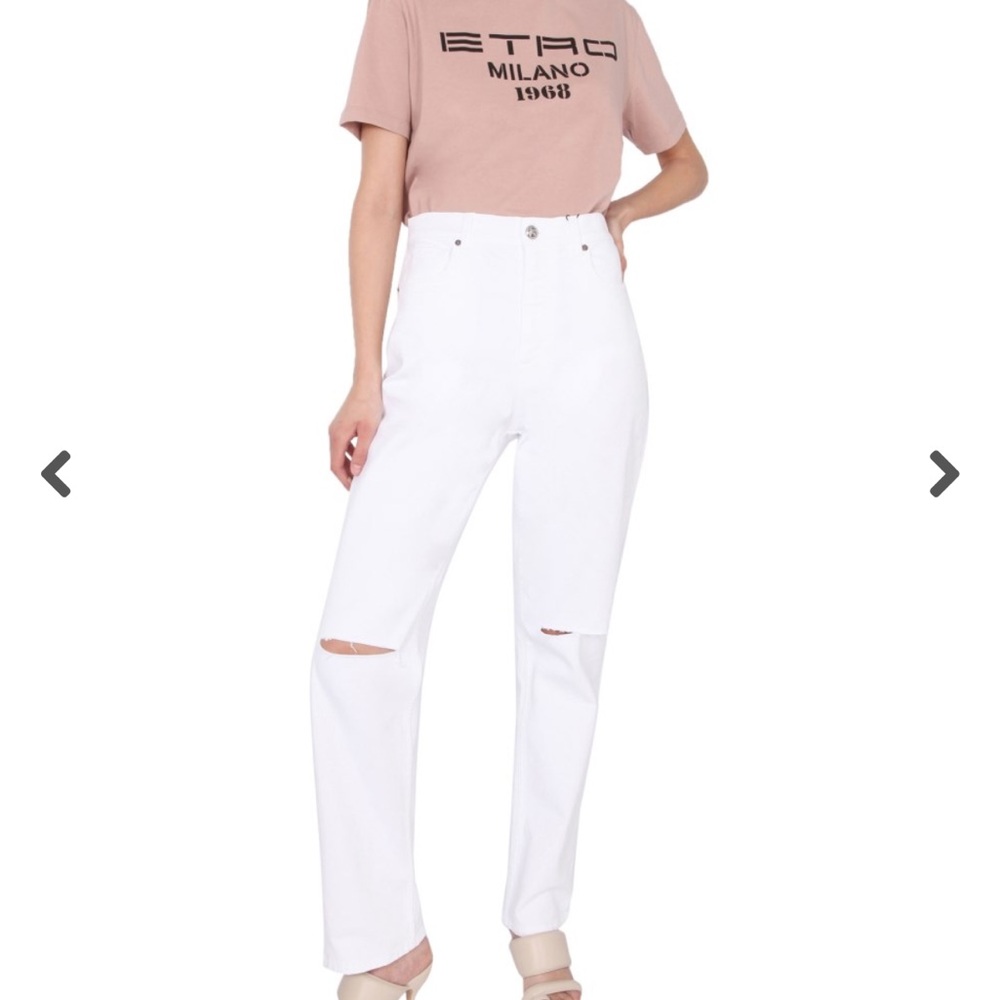 ETRO White wide leg boyfriend jeans